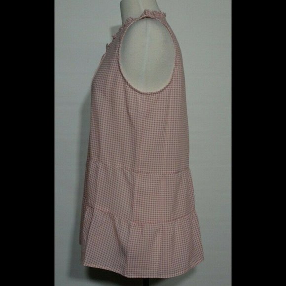 Sanctuary Size L Romy Pink & White Gingham Sleeveless Tiered Top Blouse - Picture 7 of 9